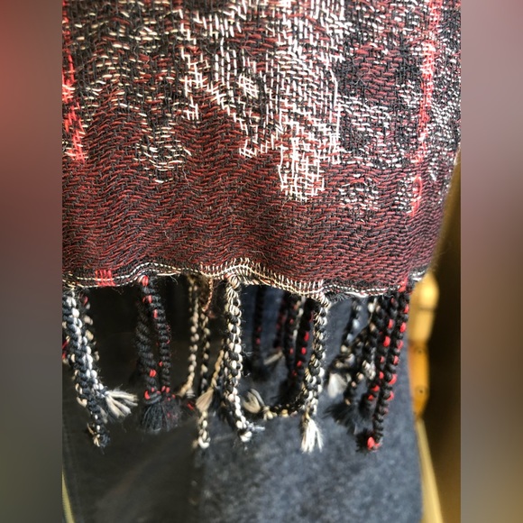 Long fringed wool - wrap/scarf, Browns, Cream and Rust - Picture 5 of 6